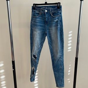 American Eagle high waisted distressed jeans